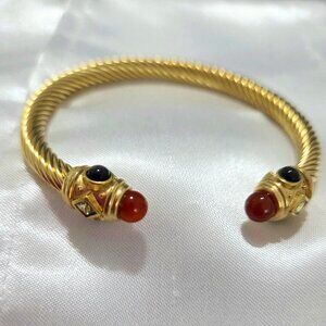 Stainless Steel Gold Red Cuff Women Bracelet